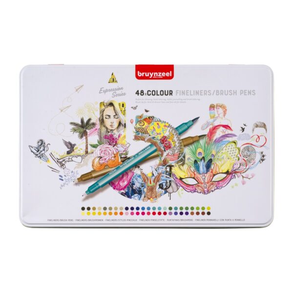 Bruynzeel Creatives - fineliners/brush pens - 48 stuks - Afbeelding 1