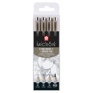 Sakura Pigma Micron set - 4 stuks - licht koelgrijs