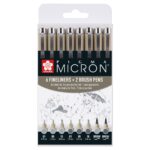Sakura Pigma Micron set - 8 stuks - licht koelgrijs&koelgrijs