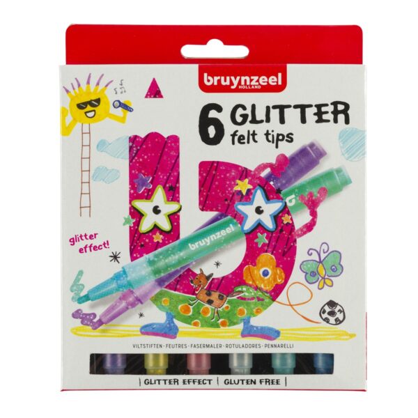 Bruynzeel Kids - glitter viltstiften - 6 stuks - Afbeelding 1