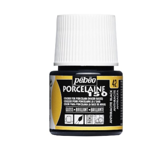 Porseleinverf - 45 ml - glans - zwart - Afbeelding 1