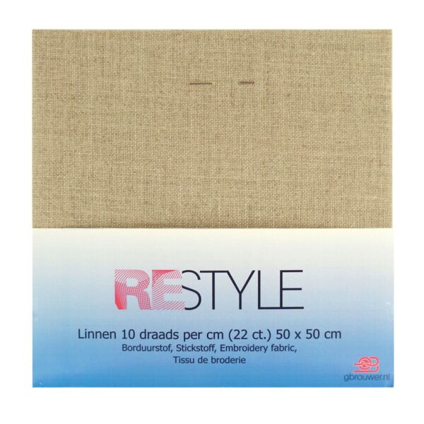 linnen borduurstof 22 count - 50x50 cm naturel - Afbeelding 1