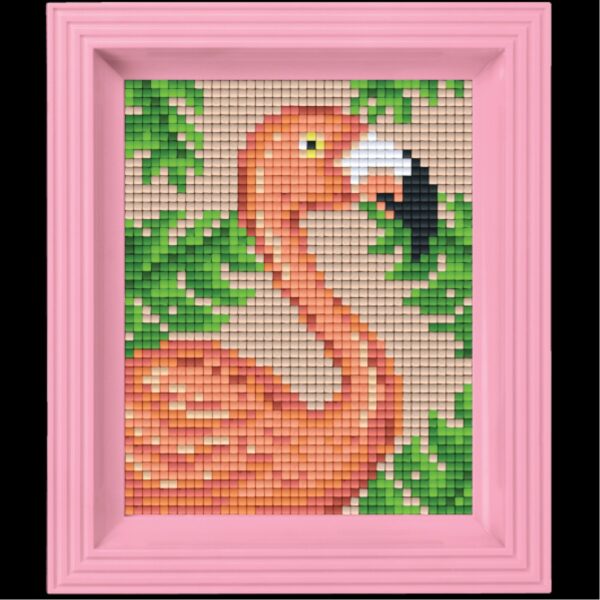 Pixelhobby set met lijst - flamingo - Afbeelding 1