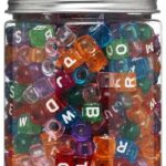 Kralenmix - letters - vierkant transparant