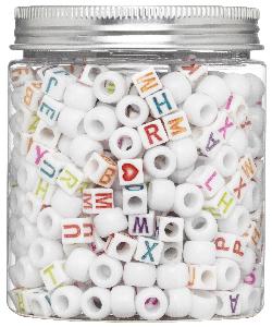 Kralenmix - letters - vierkant wit