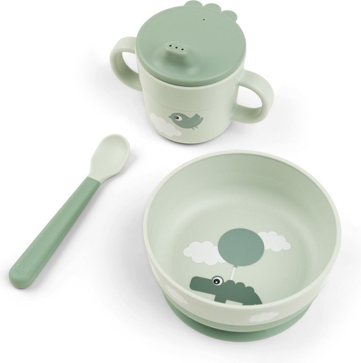 Eetset Done By Deer First Meal Foodie Happy Clouds Green - Afbeelding 1