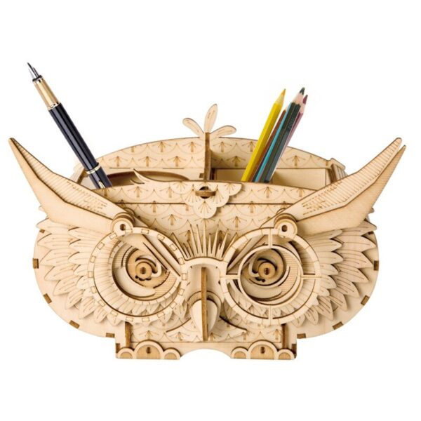 Robotime houten 3D puzzel - Owl Pen Box - Afbeelding 1