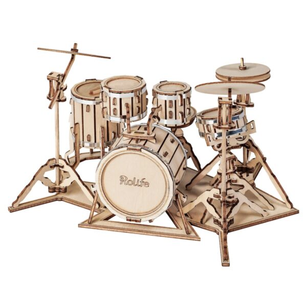 Robotime houten 3D puzzel - Drum Kit - Afbeelding 1