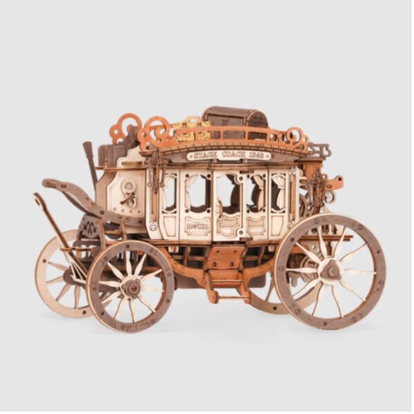 Robotime houten 3D puzzel - muziekdoos Stage Coach - Afbeelding 1