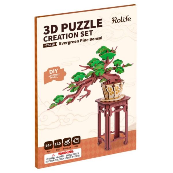 Robotime houten 3D puzzel - Evergreen Pine Bonsai - Afbeelding 1