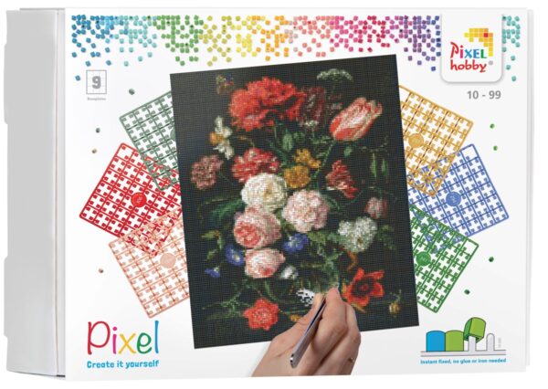 Pixelhobby set - 9 platen - Stilleven met bloemen - Afbeelding 1