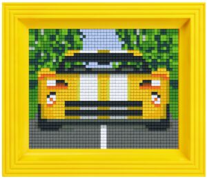 Pixelhobby set met lijst - gele raceauto