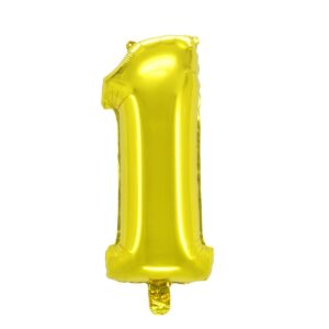 Cijferballon goudkleurig - 32 cm - 1