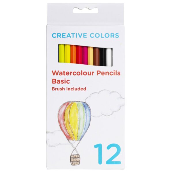 Creative Colors Kids aquarelpotloden - 12 stuks + kwastje - Afbeelding 1