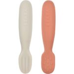 Oefenlepels Béaba Siliconen Terracotta/Velvet Grey 2st