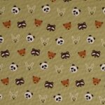 Stof katoen - 50x70 cm - dieren mosgroen