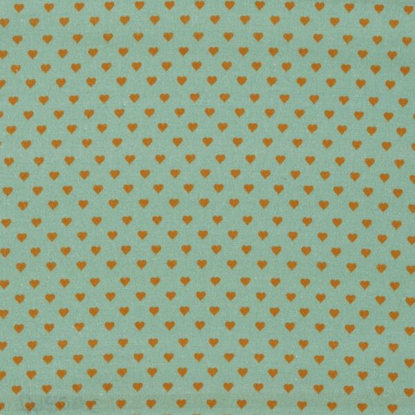 Stof katoen - 50x70 cm - hartjes aqua - Afbeelding 1