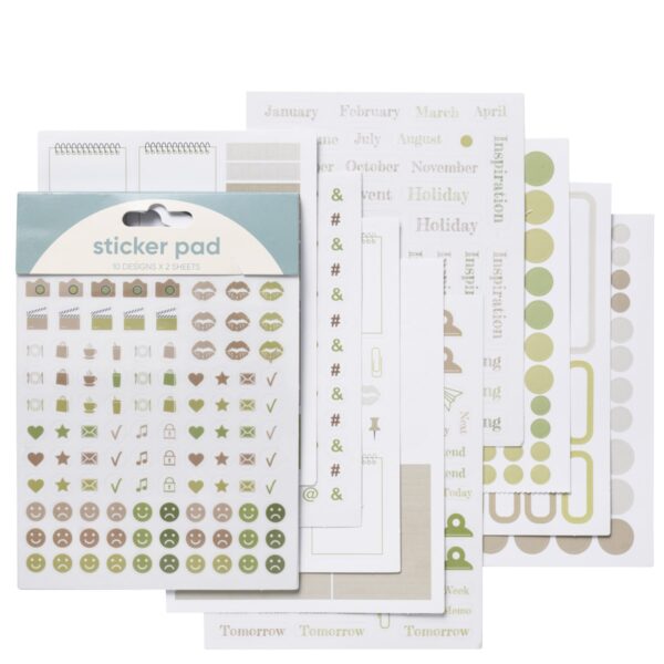Sticker pad - 20 vellen - groen/beige - Afbeelding 1