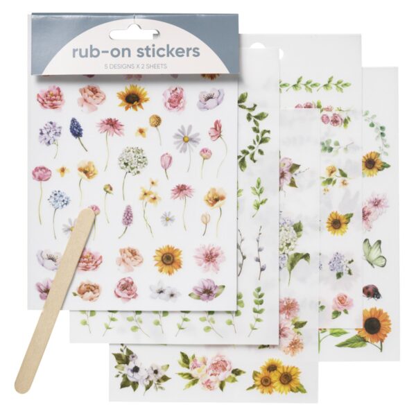 Rub-on stickers - 10 vellen - bloemen/vlinders - Afbeelding 1