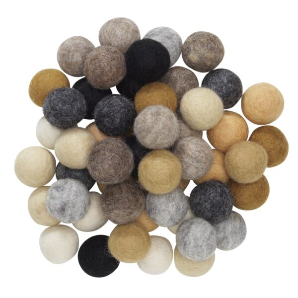 Wolvilt bolletjes - doorsnede20 mm - 50 stuks - natuur mix - Afbeelding 1