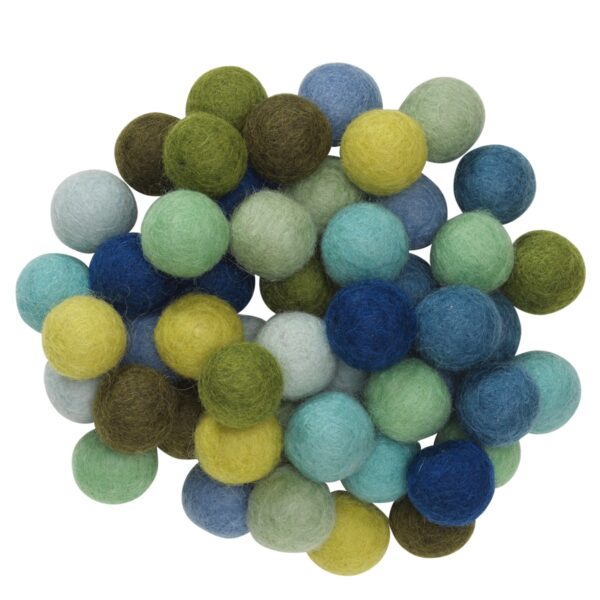 Wolvilt bolletjes - doorsnede20 mm - 50 stuks - koele mix - Afbeelding 1