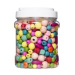 Houten kralenmix - 420 stuks - kleurrijk