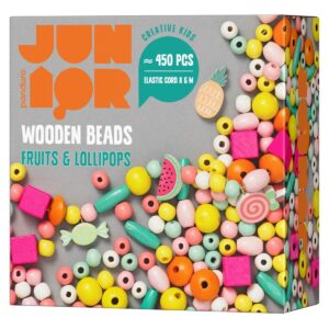 Houten kralenmix - 450 stuks - fruit en lolly's