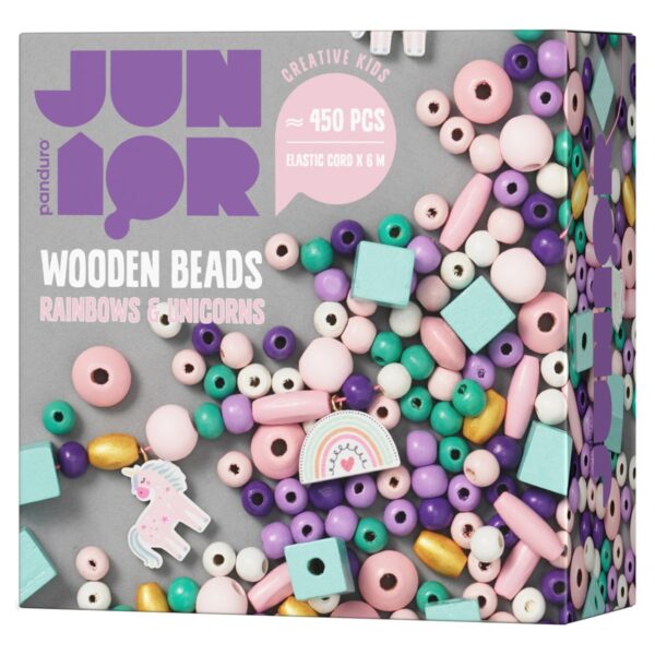 Houten kralenmix - 450 stuks - unicorns - Afbeelding 1