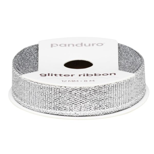 Lint - 12 mm - glitter zilver - Afbeelding 1