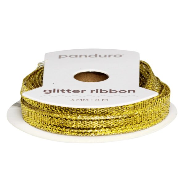Lint - 3 mm - glitter goud - Afbeelding 1