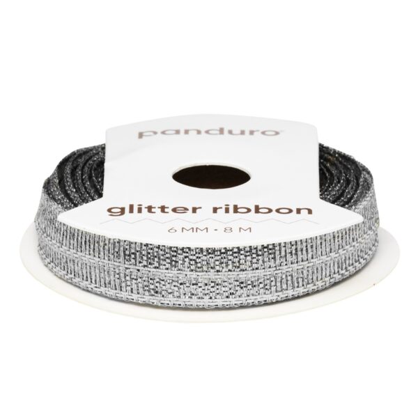 Lint - 6 mm - glitter zilver - Afbeelding 1
