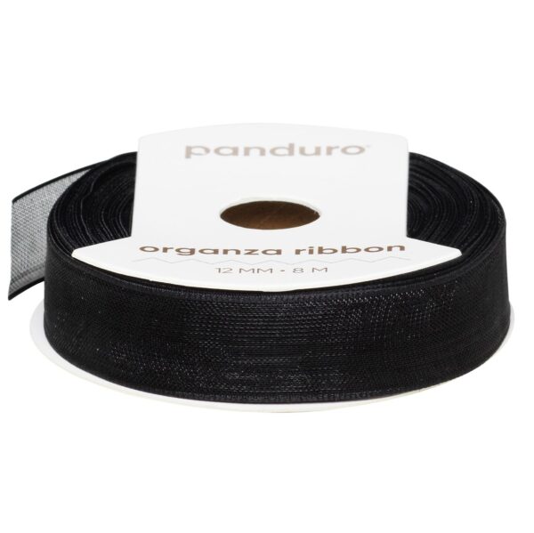 Organza lint - 12 mm - zwart - Afbeelding 1