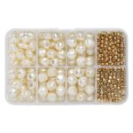 Kralenmix acryl - wit/goudkleurig