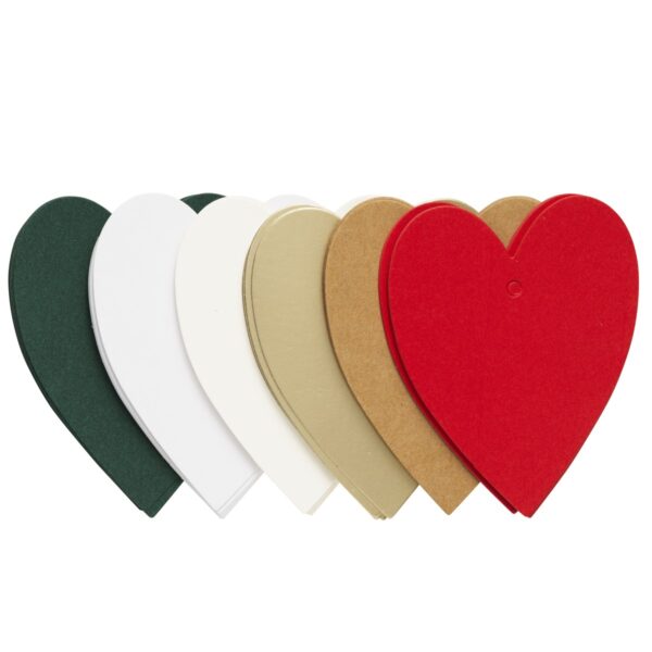 Tags hart - 48 stuks - kerstkleuren - Afbeelding 1