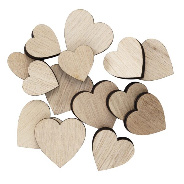 Houten figuren - 36 stuks - hartjes - Afbeelding 1
