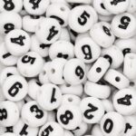 Kralenset - acryl - cijferkralen - zwart/wit