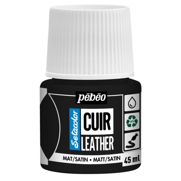 Leerverf - 45 ml - zwart - Afbeelding 1