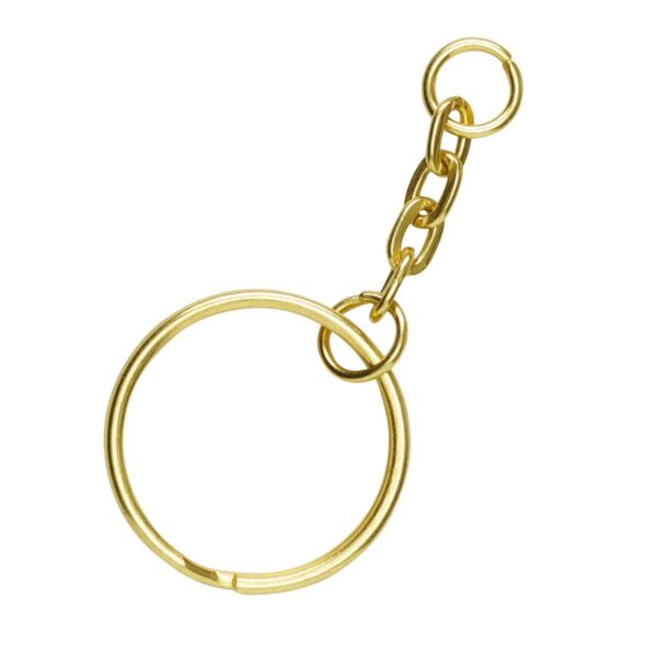 Sleutelring met ketting - 20 mm - 5 stuks - goudkleurig - Afbeelding 1