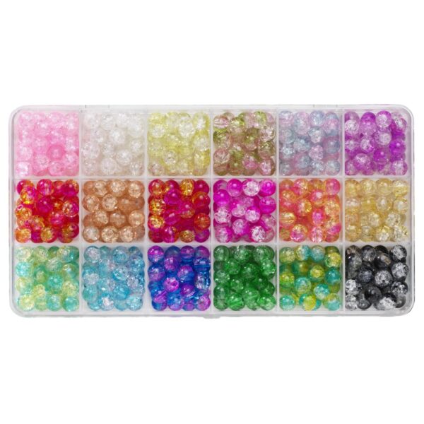 Kralenmix - craquelé glaskralen - 18 kleuren - Afbeelding 1