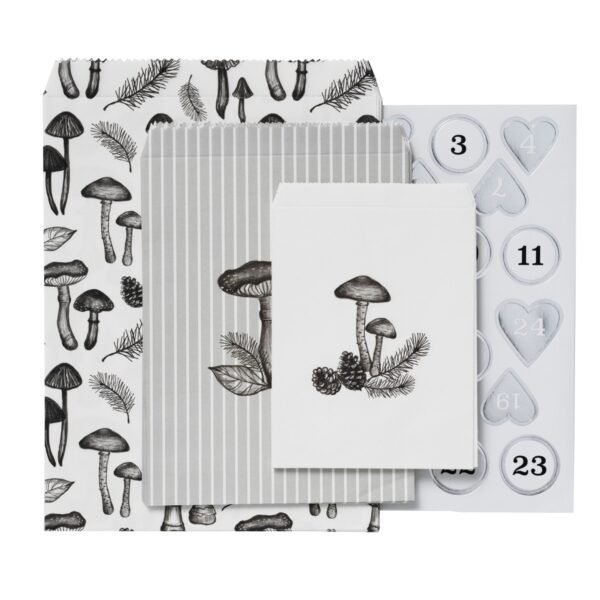 Cadeauzakjes en advent stickers - paddenstoelen - Afbeelding 1