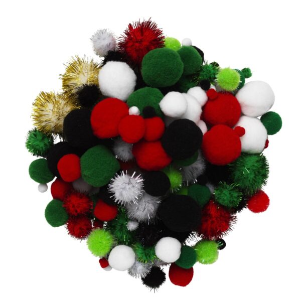 Pompons - 150 stuks - Kerst - Afbeelding 1