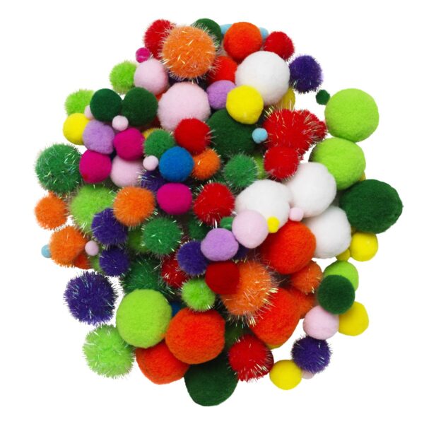 Pompons - 150 stuks - vrolijk - Afbeelding 1