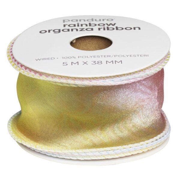Organza lint - 38 mm - regenboog - Afbeelding 1