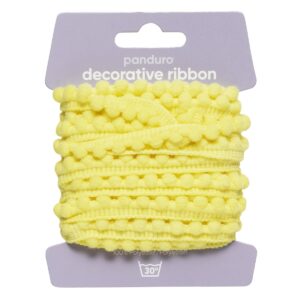 Decoratief lint - 4 meter - pompons geel