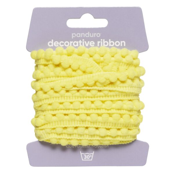 Decoratief lint - 4 meter - pompons geel - Afbeelding 1