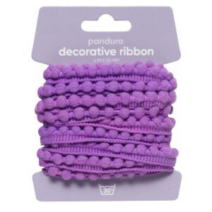 Decoratief lint - 4 meter - pompons lila