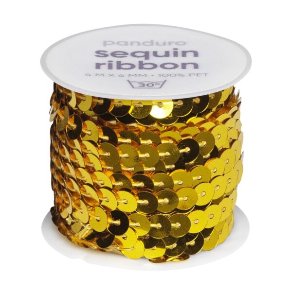 Decoratief koord - pailletten - goud - Afbeelding 1