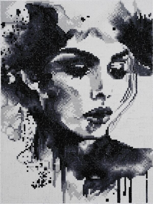 Diamond painting kit - 30x40 cm - zwart/wit gezicht - Afbeelding 1