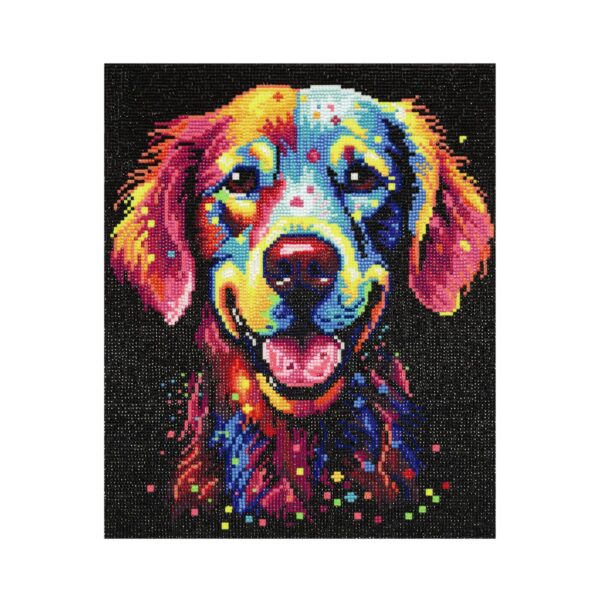 Diamond painting kit - 33x40 cm - hond lichtgevend - Afbeelding 1