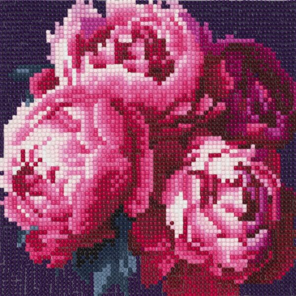 Diamond painting kit - 20x20 cm - pioenrozen - Afbeelding 1